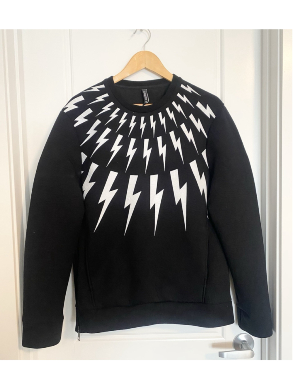 Neil Barrett Fair Isle Thunderbolt Lightning Sweatshirt Black Men M Slim Fit